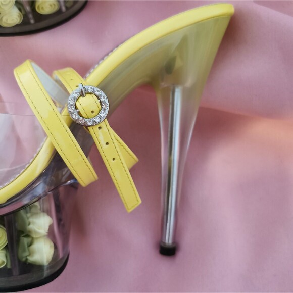 Women's Size 9 Yellow Rose Filled Heels Pleaser Style Halloween Cosplay Costume - Picture 4 of 13